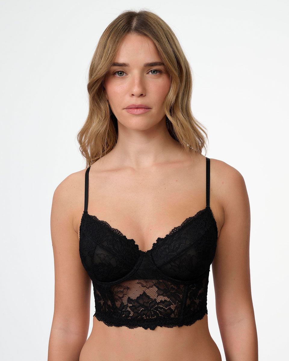 מחוך תחרה עם ברזלים ללא ריפוד במראה חזייה