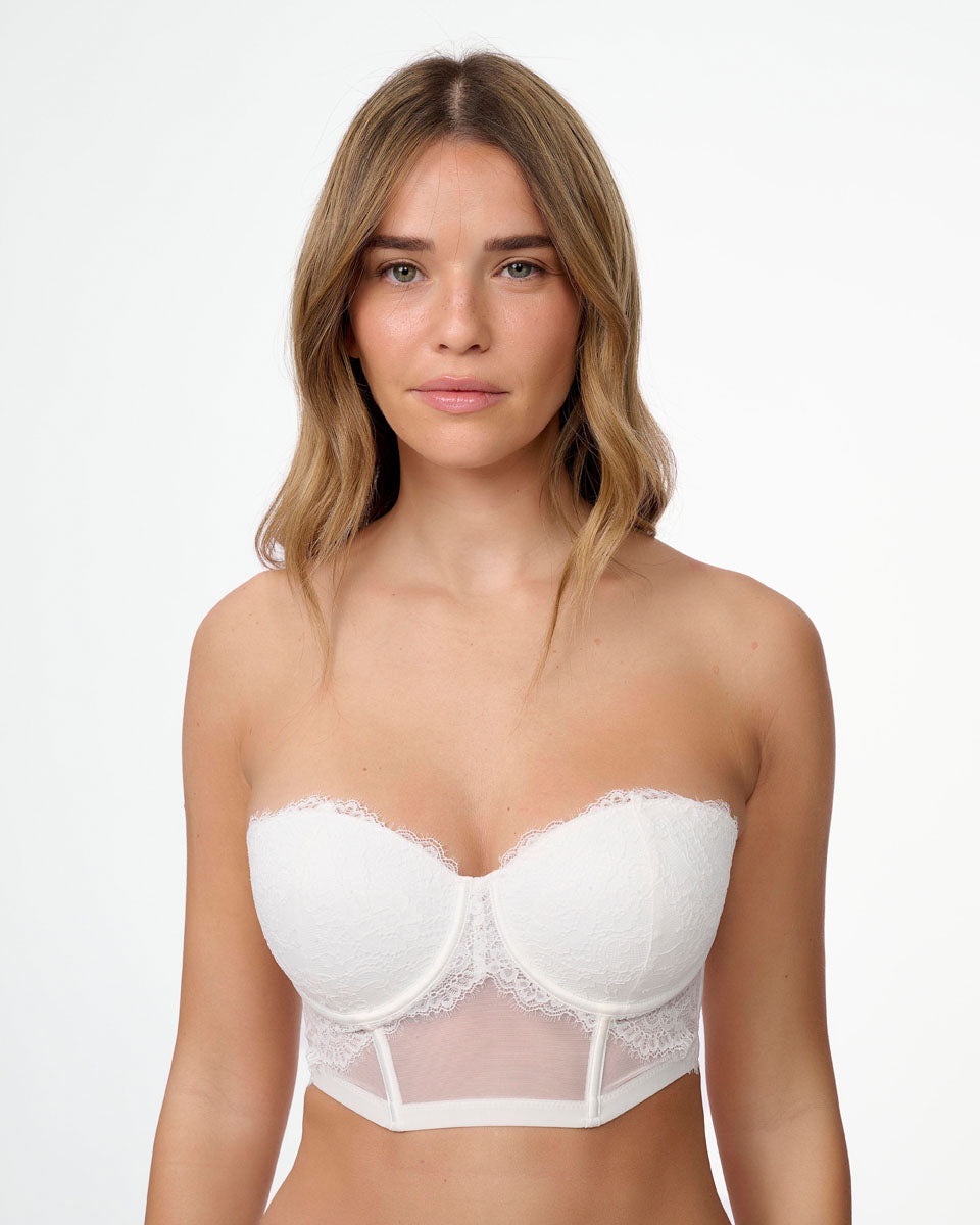 מחוך סטרפלס תחרה מרופד עם ברזלים