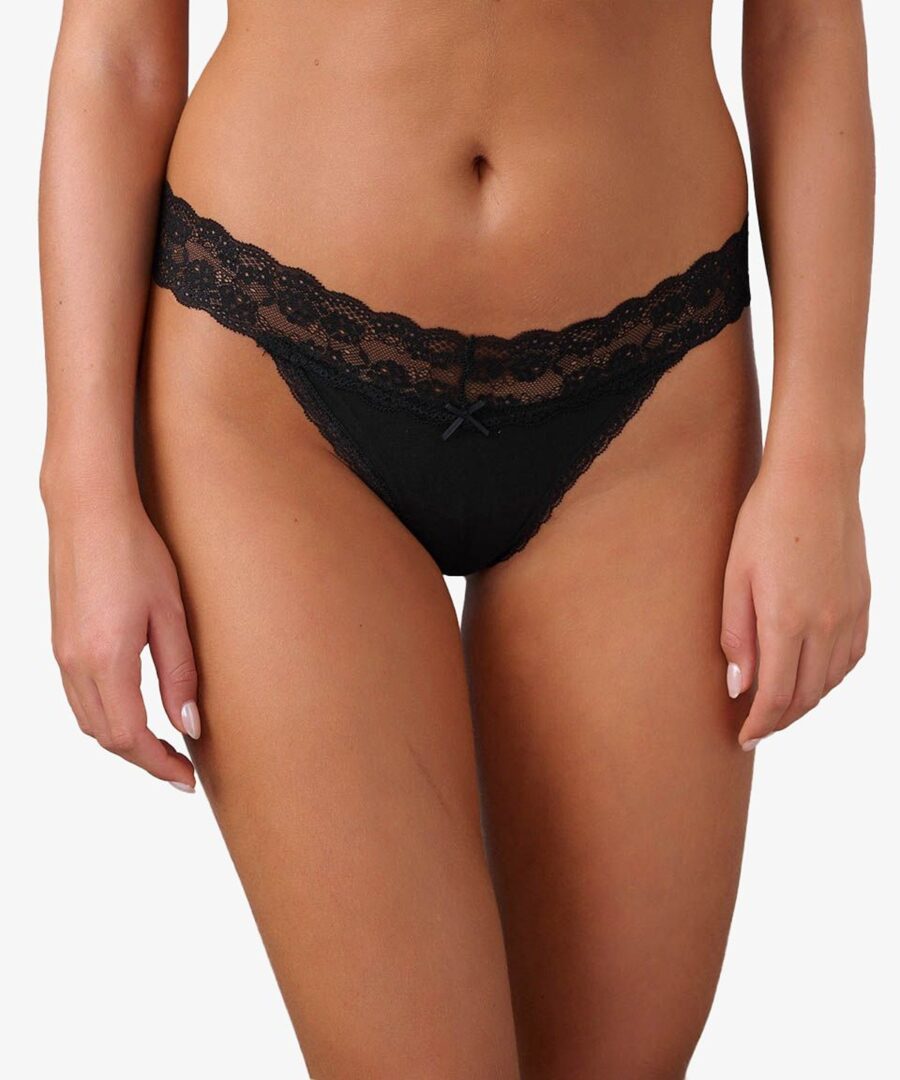 תחתוני חוטיני כותנה עם תחרה