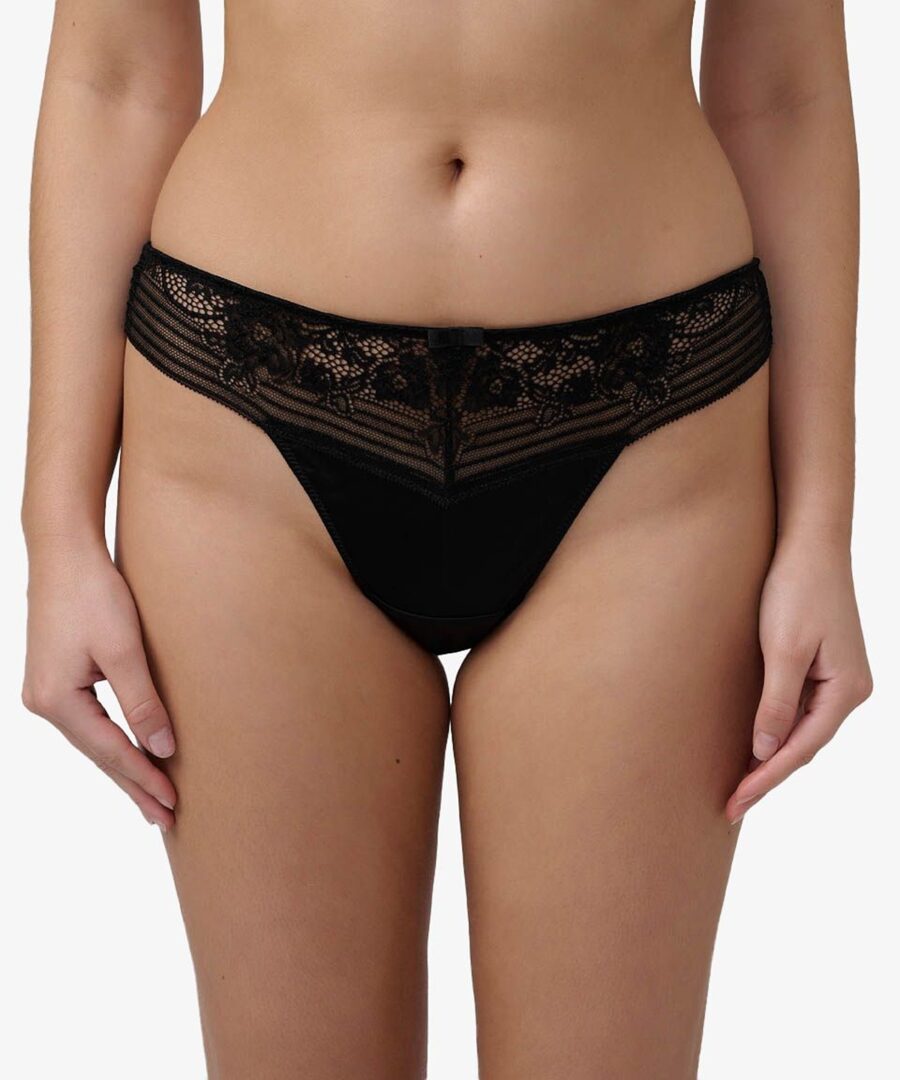 תחתוני חוטיני מיקרופייבר עם תחרה