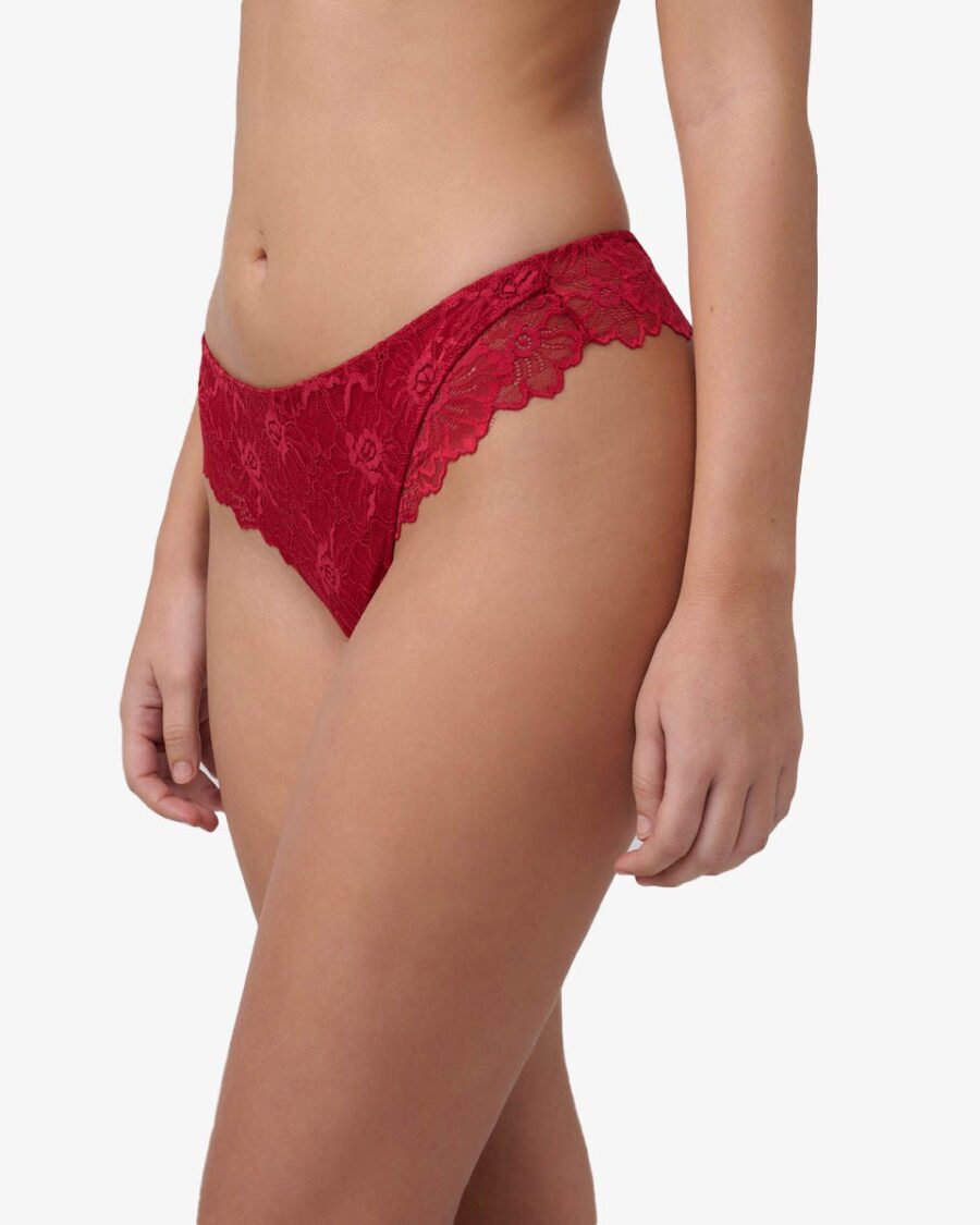 תחתון חוטיני תחרה L אודם