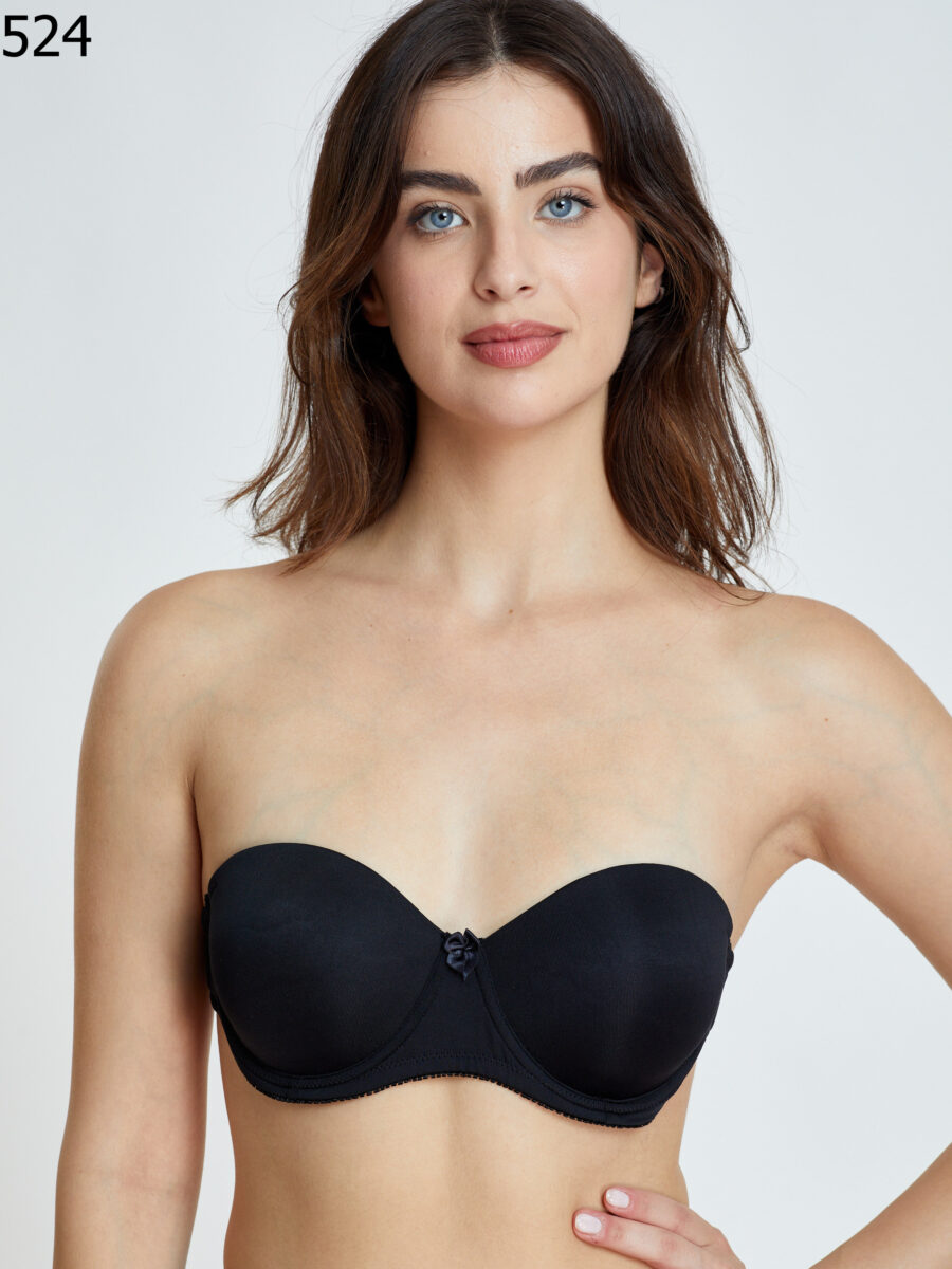 חזיית סטרפלס עם ריפוד וגב שקוף