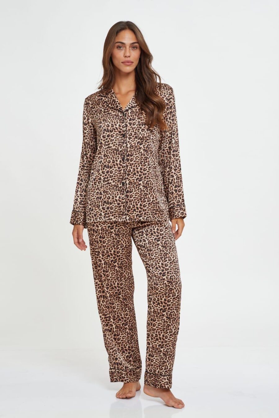 סט פיג'מה סאטן מנומר